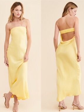 Summer Away Matera Strapless Maxi Dress in Yellow Size Small